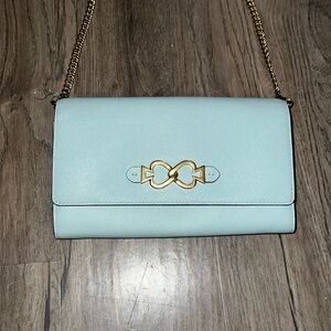 Kate Spade Toujours Chain Clutch Crossbody Cloud Mist Light Blue BAG